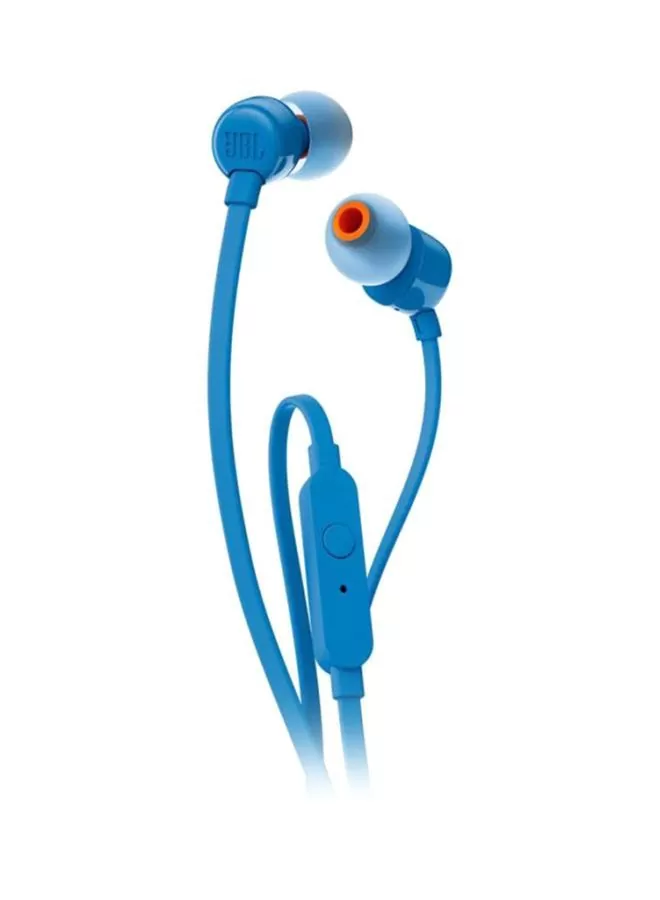 JBL - T110 -3.5mm In-Ear Earphone With Microphone blue 1 "JBL T110 Pure Bass Headphones available at Buytronics in Dubai, UAE."
