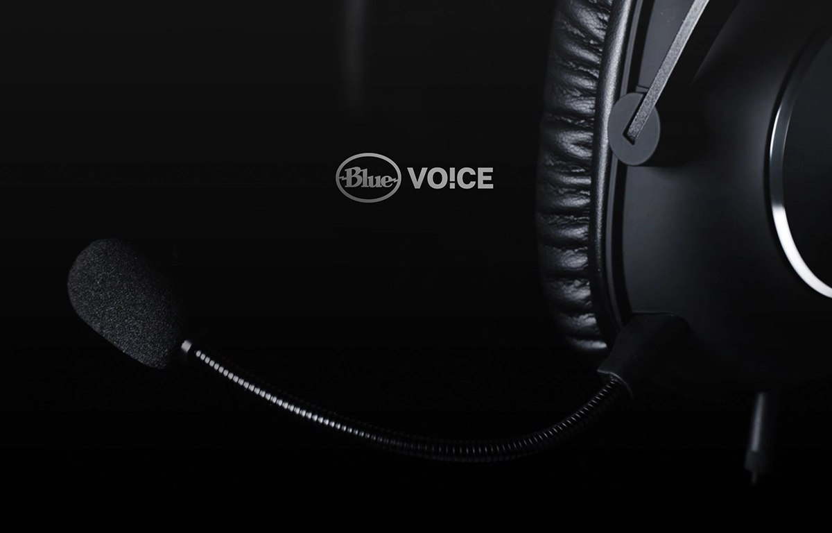 Close-up of the Blue VO!CE microphone on the Logitech G PRO X Wireless Gaming Headset, highlighting its advanced voice filtering technology.