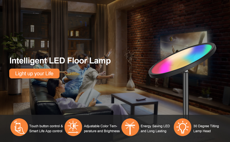 buytronics-Mezone Smart LED Floor Lamp 2000LM Super Bright, WIFI Torchiere