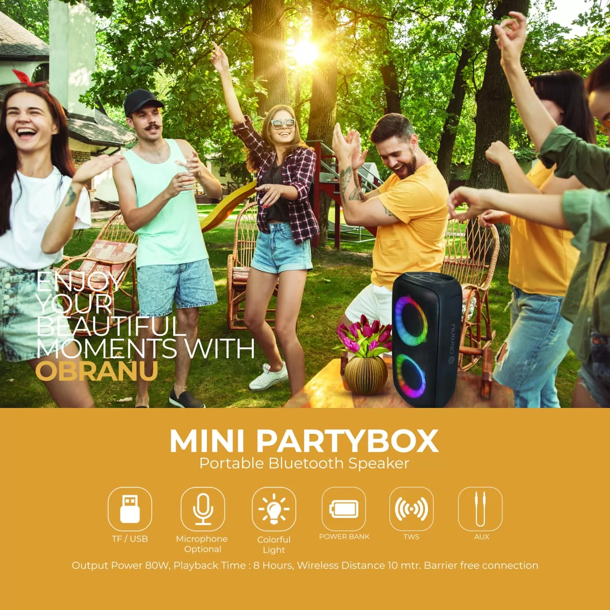 Obranu Mini Party box Portable Bluetooth Speakers