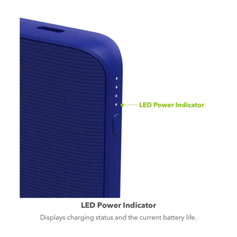mophie Power Boost 10K portable battery in sleek blue design.