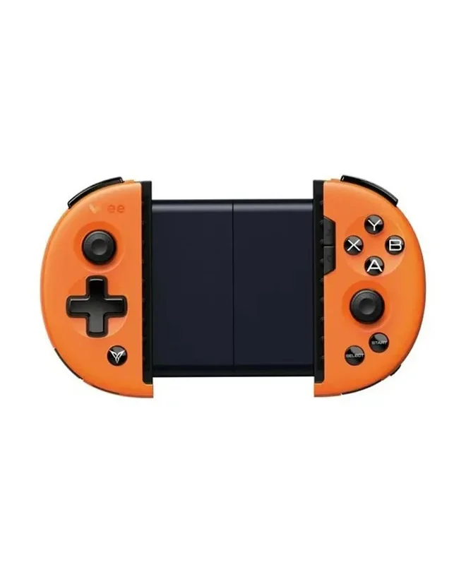 Flydigi Wee 2T Bluetooth Gamepad: A black, foldable Bluetooth gamepad with ergonomic design and customizable buttons for mobile gaming. Telescopic function holds smartphones securely for versatile gaming experiences.