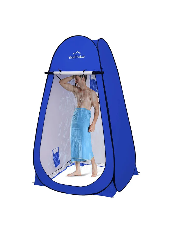 buytronics saiz photo-Recovered1 Oversized pop-up privacy tent for camping showers - Opened and set up in outdoor environment