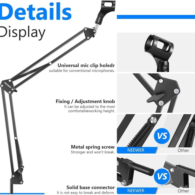 Neewer Microphone Arm Stand Suspension Boom Scissor Mic - Image 7