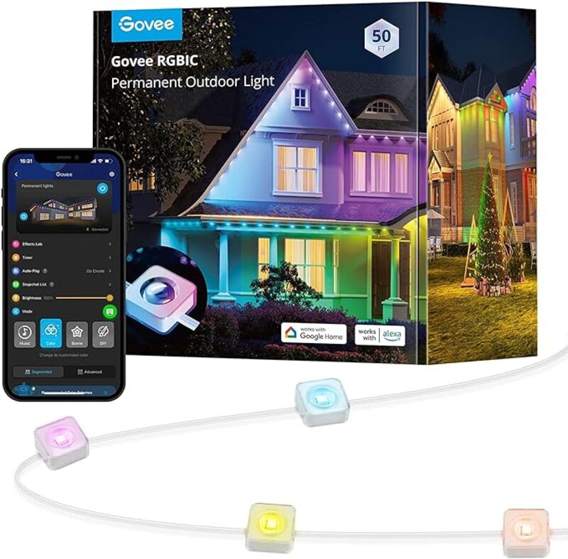 buytronics-Govee - Permanent Outdoor Lighting, Smart RGBIC Outdoor Lights with 72 Scene Modes, 15m with 72 LED Eaves Lights, IP67 Waterproof