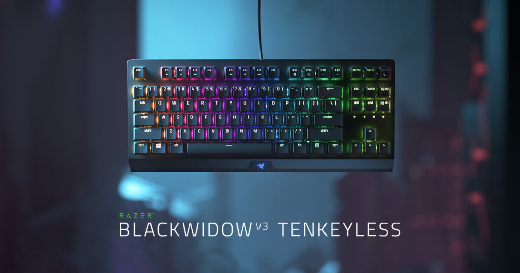 BUYTRONICS-Razer BlackWidow V3 Tenkeyless - Green Switch - US - Black Compact Mechanical keyboard with Razer Chroma RGB