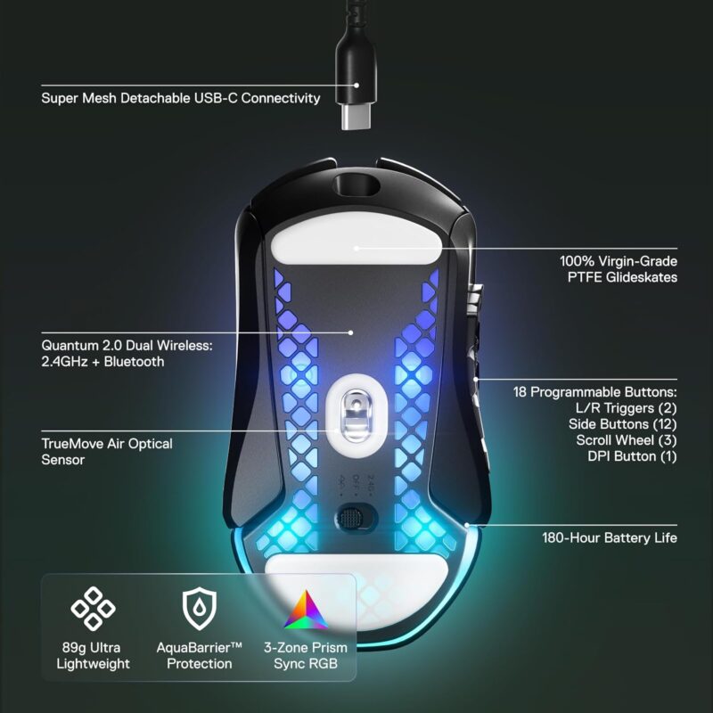 buytronics-SteelSeries - Aerox 9 Wireless Ultra Lightweight Super-Fast MOBA/MMO Mouse with AquaBarrier