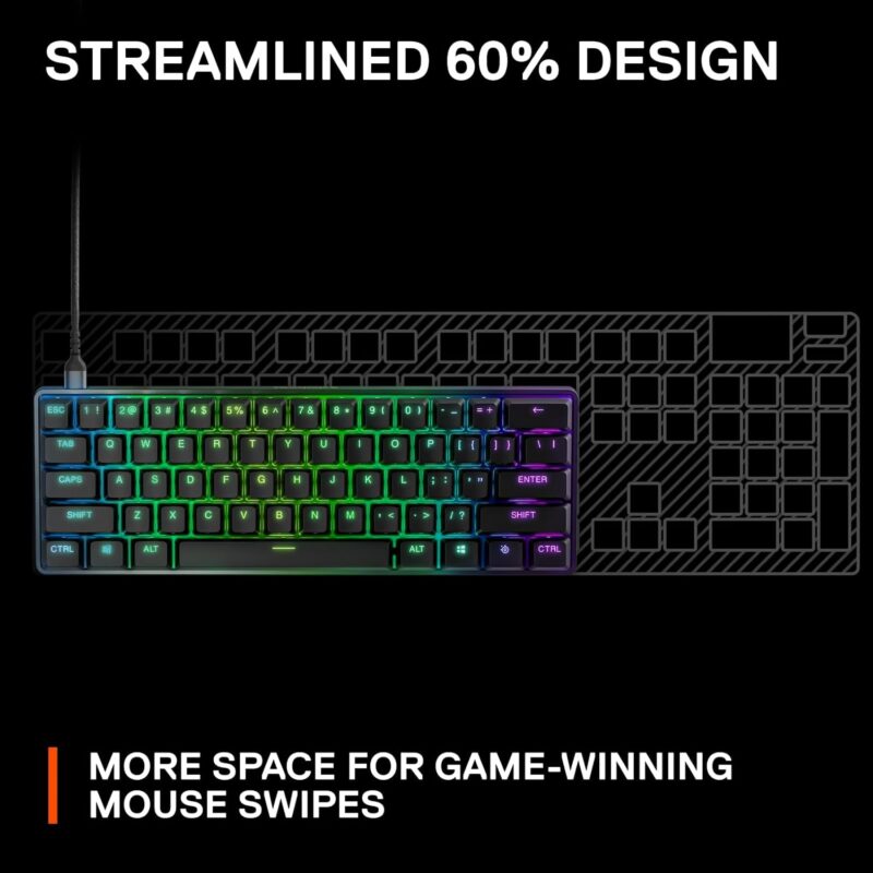 buytronics-SteelSeries - Apex 9 Mini Optical Switch TKL Gaming Keyboard in 60% Form Factor WIRED
