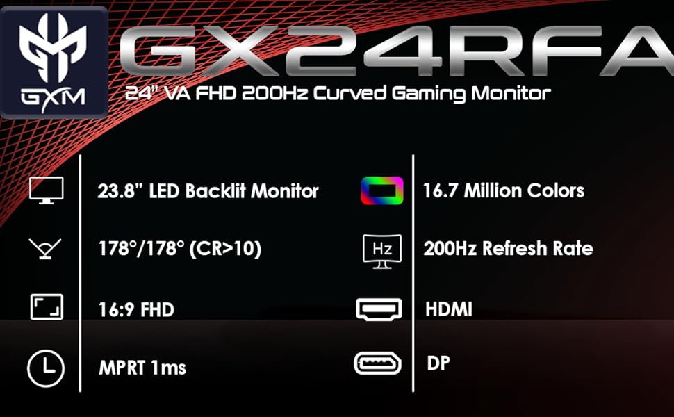 buytronics-GXM GX24 Rfa 200Hz Curved Gaming Monitor 23.8
