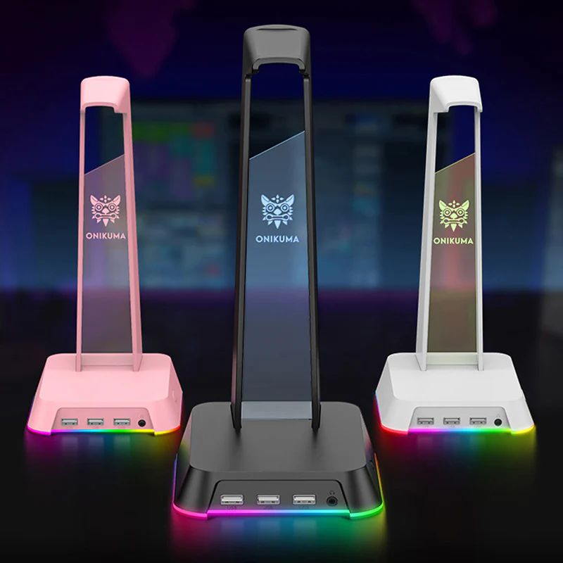 ONIKUMA ST2 RGB Gaming Headphone Stand with 3 USB and 3.5mm AUX Ports