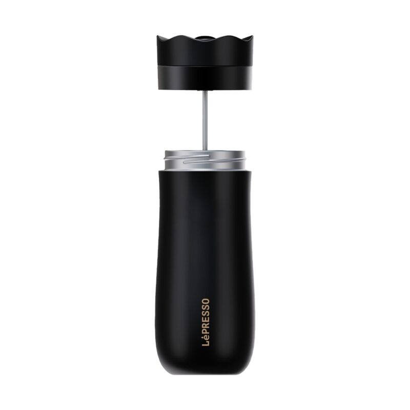 LePresso Insulated Mug with French Press - Black - Image 3