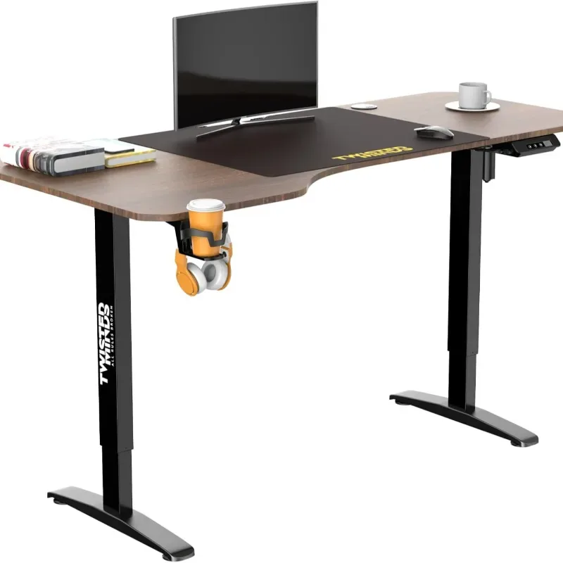 Buy Twisted Minds T Shaped Electric Height Adjustable Gaming Table – Walnut | TMT-T-9085-R