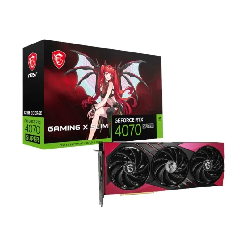 Msi GeForce RTX 4070 Super Gaming X Slim MLG 12GB GDDR6X Graphics Card – Red, DLSS 3