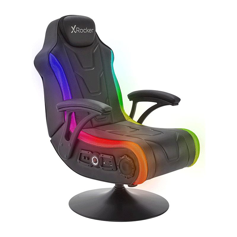 X rocker monsoon rgb 4.1 stereo audio gaming chair with vibrant led lighting - black